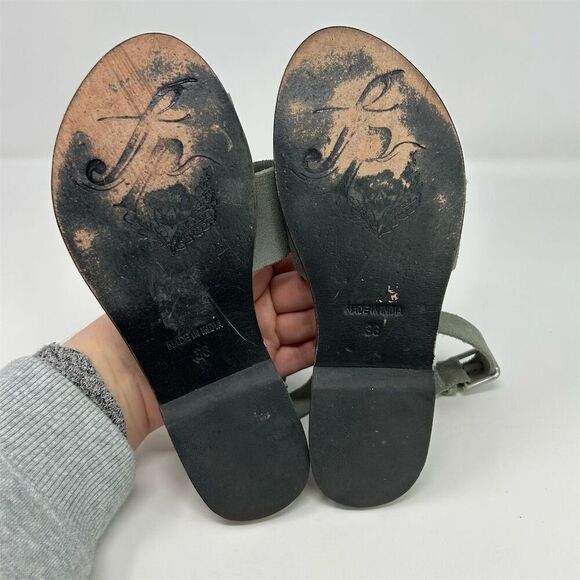 Free People Women's Gray Suede Ankle Strap Flat Sandals Size 36 (US 6) Summer - Picture 8 of 11
